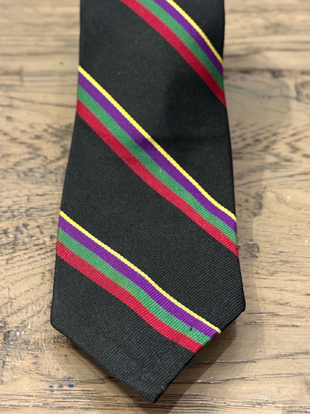 Polo by Ralph Lauren Black Tie with Red, Green, Purple & Yellow Stripes